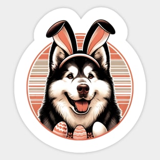 Alaskan Malamute in Bunny Ears Celebrating Easter Sticker